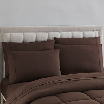 Twin Chocolate Microfiber Down Alternative Bed in a Bag Set