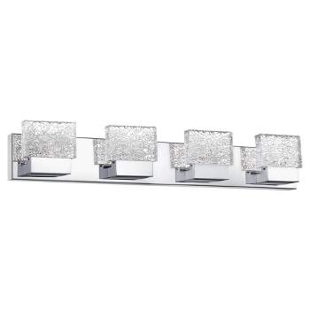 C Cattleya 4-Light 32.25-in Stainless Steel Integrated LED Art Glass shade Vanity Light