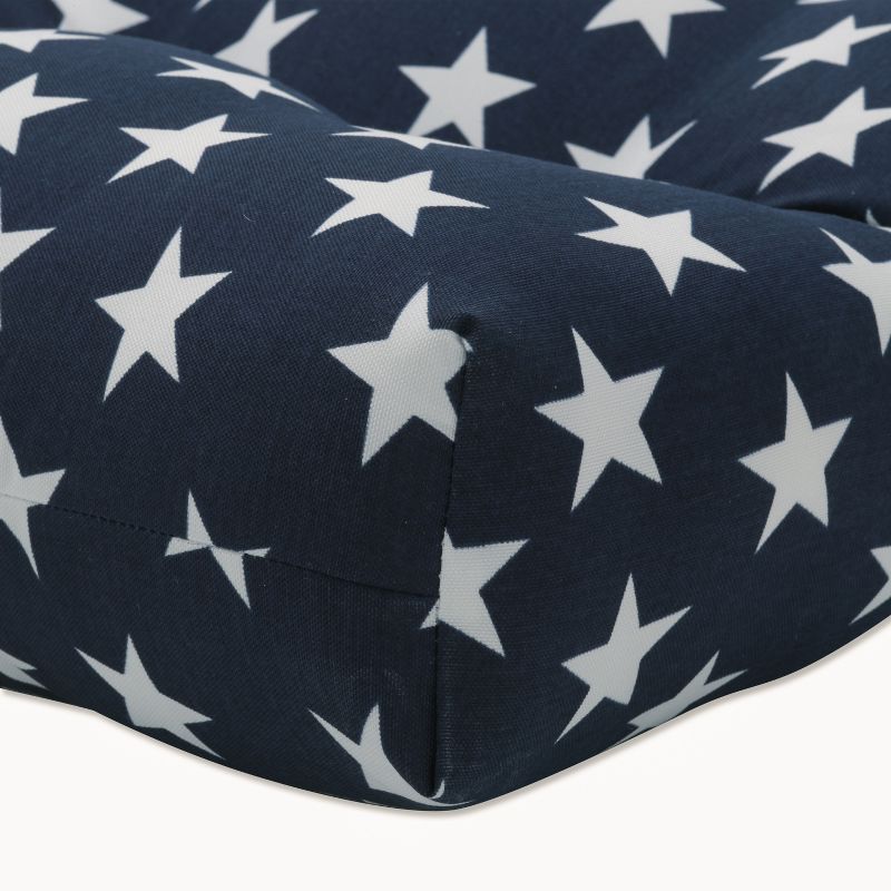 48&#34; x 18&#34; Outdoor/Indoor Tufted Bench/Swing Cushion Macey Americana Blue - Pillow Perfect, 3 of 7