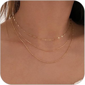 Waterproof Gold Necklace Set: 18K Gold Plated Stainless Steel, Non-Tarnish Layered Chains For Women, Dainty Stackable Jewelry Gift - 1 of 4