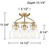 Possini Euro Design Bellis Modern Industrial Ceiling Light Semi Flush Mount Fixture 14 1/2" Wide Plated Soft Gold 3-Light Clear Glass for Bedroom Home - 4 of 4