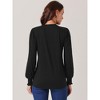 Seta T Women's V Neck Smocked Cuff Long Sleeve Pleated Casual Tunic Blouse - 4 of 4