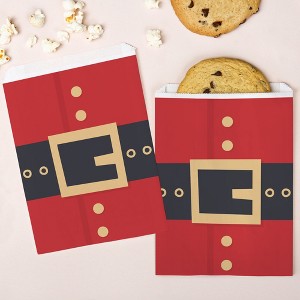 Big Dot of Happiness Jolly Santa Claus Paper Treat Bags, Party Individual Candy Snack Favors, Greaseproof White Sandwich Cookie Bags - 25 Count - 1 of 4