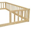 DOMETOUR Double Twin Floor Bed with Fence, Guardrails, without door, Natural - 2 of 4
