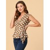 Allegra K Women's V Neck Sleeveless Self Tie Wrap Front Dotted Blouse - 2 of 4