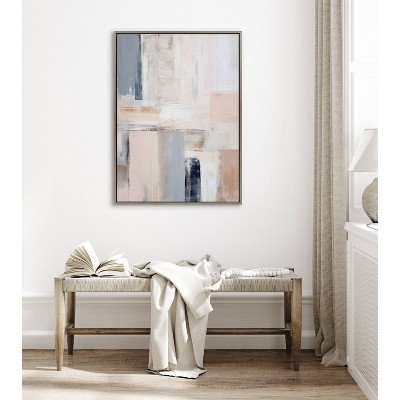 Rustic Melody Abstract Canvas Print with Gray and Beige Frame