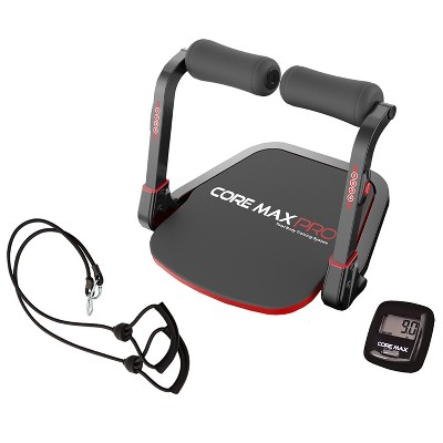 Star Uno Wellness Core Max Pro Deluxe Total Body Home Gym Training Fitness Machine Equipment System with Resistance Bands and Padded Seat, Black & Red