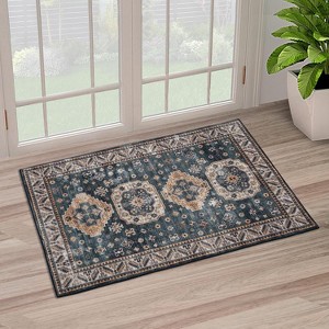 Vintage Area Rug Small Entryway Rug Indoor Non-Slip Doormat Washable Stain Resistant Floor Carpet Boho Accent Rug - 1 of 4