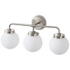 POWLIG 22.44-in 3-Light Nickel Bathroom Light Fixtures Over Mirror Vanity Lighting with Milk White Glass Globe Shades - 2 of 4