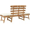 Patio Bench with Cushions 2-in-1 74.8" Solid Acacia Wood - 3 of 4