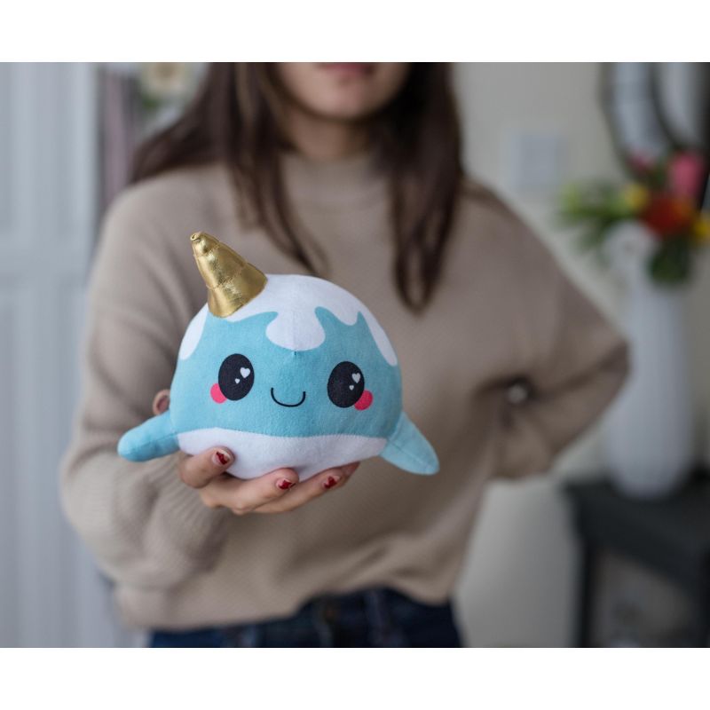 Se7en20 Glitter Galaxy 6-Inch Ice Cream Cone Horn Blue Narwhal Collectible Plush, 4 of 8
