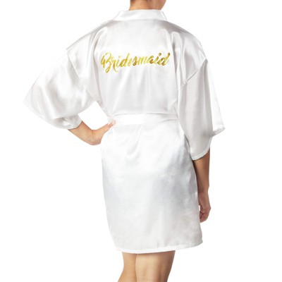 Sparkle and Bash Satin Bridesmaid Robes, Bridesmaids Proposal Giifts, Bridal Kimono Robes, Bachelorette Party Gifts (XL)