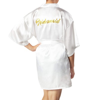 Sparkle and Bash Satin Bridesmaid Robes, Bridesmaids Proposal Giifts, Bridal Kimono Robes, Bachelorette Party Gifts (XL)