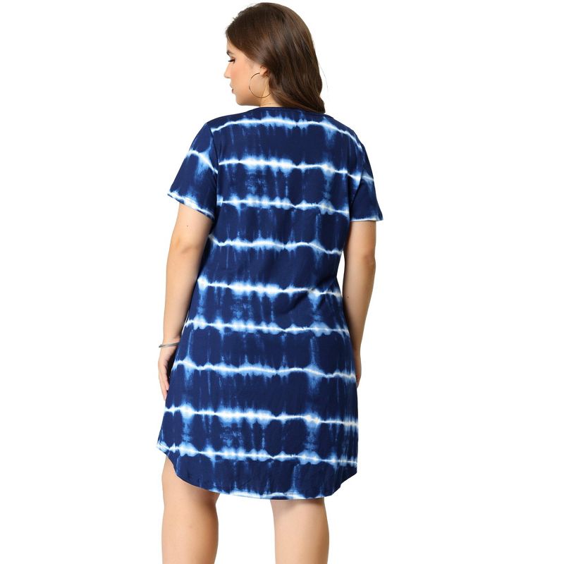 Agnes Orinda Women's Plus Size Tie Dye Trendy V Neck High Low Hem Casual T-Shirt Dresses, 5 of 6