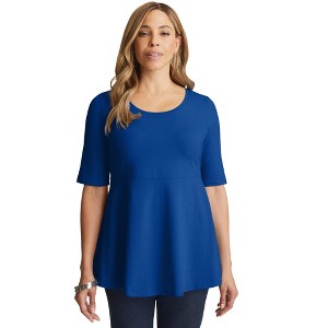Jessica London Women's Plus Size Stretch Cotton Peplum Tunic - 1 of 4