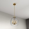 5-Light Satin-Brass Pendant – Clear Glass on Chain, Farmhouse Hanging Light - 4 of 4