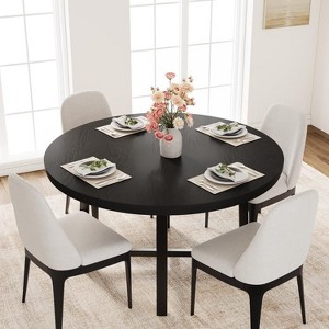 Nasitip 47" Round Industrial Dining Table for 4–6, Rustic Wooden Kitchen Table with Sturdy Metal Frame (No Chairs) - 1 of 3
