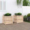 vidaXL Garden Planters - Decorative Outdoor Herb Plant Pots, Solid Pine Wood, 23.6 x 23.6 x 23.6 inches, 2 Pcs, Brown/Natural - 2 of 4