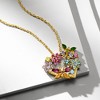 Ross-Simons 1.88 ct. t.w. Multi-Gemstone Flower and Butterfly Heart Necklace in 18kt Gold Over Sterling Size 18 - 3 of 4