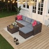 Garvee 3 Pieces Patio Furniture Set Outdoor Sectional Wicker Patio Furniture Patio Couch with Ottoman and Outdoor Storage Glass Table - 2 of 4