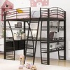 Full Size Loft Bed with 4 Layers of Shelves and L-shaped Desk, Stylish Metal Frame Bed with a set of Sockets, USB Ports and Wireless Charging, Black - 2 of 4