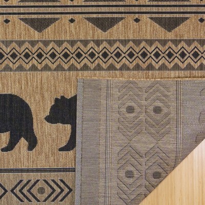 Chestnut Brown and Black Synthetic Bear Print 5' x 7' Rug