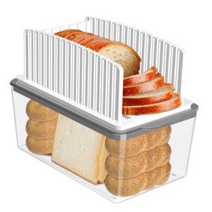 Angel Sar Bread Slicer and Bread Box Combo, 2-in-1 Adjustable Slicing Guide with 9L Storage Container, Foldable Cutting Guide with Crumb Tray - 1 of 4