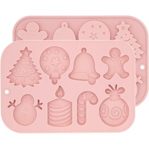JDICTION Christmas Silicone Molds Light Pink Reusable Non-stick Candy and Chocolate Molds for Baking Small Treats - 1 of 4