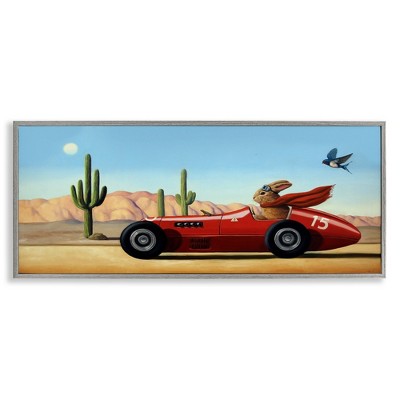 Stupell Industries Race Car Bunny Driving Desert Canyon, 30" x 13"