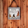 Slickblue Halloween Home Décor – "Happy Halloween" Wooden Sign with Gnomes, 7" x 7", Black Fabric Hanger - 2 of 3