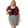 Agnes Orinda Women's Plus Size Short Sleeve Open Front Crochet Lace Allover Cropped Cardigan - 3 of 4