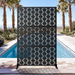 MAYEERTY 72¡Á47 in Metal Outdoor Patio Privacy Screen Freestanding Room Divider Partition for Indoor, White - 1 of 4