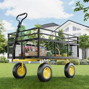 COZONY Multiple sizes Heavy Duty Steel Garden Cart, 500/900/1200/1400 lbs Capacity, 3-in-1 Utility Wagon with Removable Mesh Sides, Rotating Handle - 1 of 4