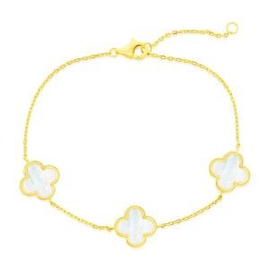 Simona Sterling Silver, MOP Flower Bracelet - Gold Plated - Yellow - 7+1 Inch - 1 of 3