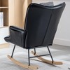 GustoWave Soft Houndstooth Leather Fabric Rocking Chair for Nursery, Comfy Wingback Glider Rocker with Safe Solid Wood Base - 4 of 4