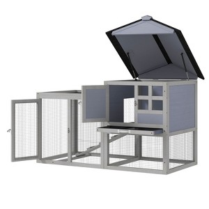 AZL1 Life Concept Pet Crates and Houses 2-Tier Wood Rabbit Hutch, Animal House with Removable Tray, Ramp, Openable Roof, Grey, 48.11"*24.21"*35.23" - 1 of 4