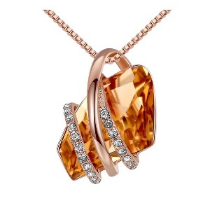 Leafael Wish Stone Pendant Necklace with Birthstone Crystal, 18K Rose Gold Plated/Silvertone, 18" + 2" - 1 of 4