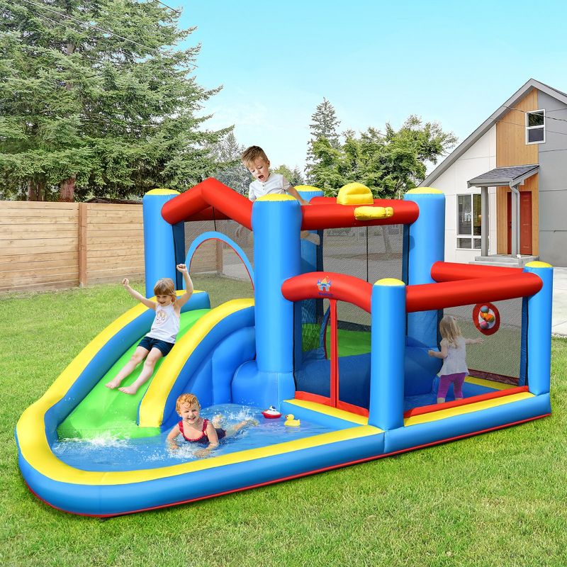 Costway Inflatable Kids Water Slide Outdoor Indoor Slide Splash Pool with 480W Blower, 2 of 11