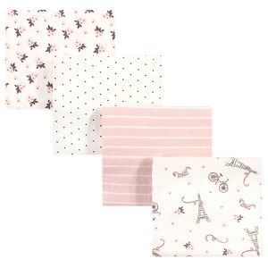 Hudson Baby Infant Girl Cotton Flannel Receiving Blankets, Paris, One Size - 1 of 2