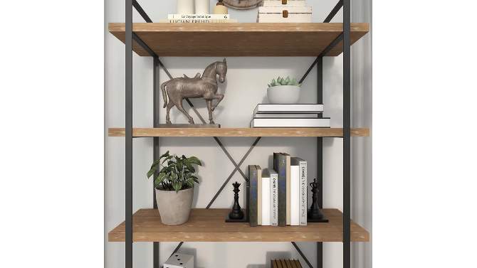 67&#34; Tall Industrial Metal and Wood Bookshelf Brown - Olivia &#38; May, 2 of 18, play video