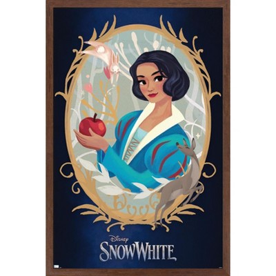 Trends International Disney Snow White: Live Action - Illustrated Snow White Framed Wall Poster Prints Mahogany Framed Version 14.725" x 22.375"