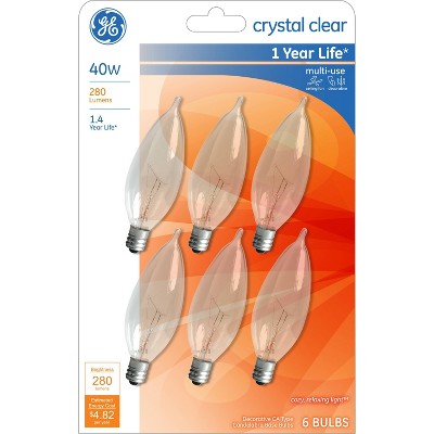 General Electric 40w 6pk Deco Small Base Light Bulb Clear