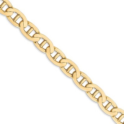 Black Bow Jewelry Men's 7mm, 14k Yellow Gold, Concave Anchor Chain Necklace