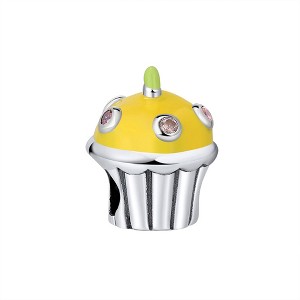 Birthday Cupcake Charm European Bead Sterling Silver Ginger Lyne Collection - 1 of 4