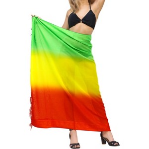 LA LEELA Summer Sarong for Women Long Swimsuit Cover Up Pool Beach Wrap Skirt Sheer Swimwear Bikini Cover-ups Dress One Size Multicolored, Solid - 1 of 4