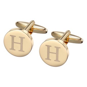Unique Bargains Copper Engraved Initial Men's Cufflinks Gold 2 Pcs - 1 of 4