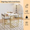 2-Person Dining Set - Marble Table w/2 Upholstered Chairs & 3-Tier Storage - Grey/Bistro Style - 4 of 4