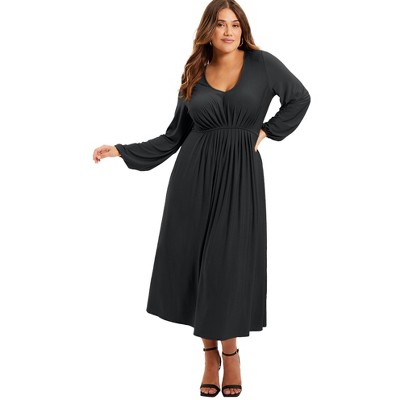 June + Vie By Roaman's Women's Plus Size Florynce Empire Waist Dress :  Target