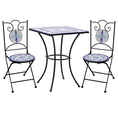 vidaXL Mosaic Bistro Set  Powder-coated iron and ceramic tiles