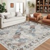 Washable Vintage Printed Rug Non Slip Low Pile Rug Retro Throw Floor Cover Foldable Indoor Carpet for Living Room Bedroom - 2 of 4